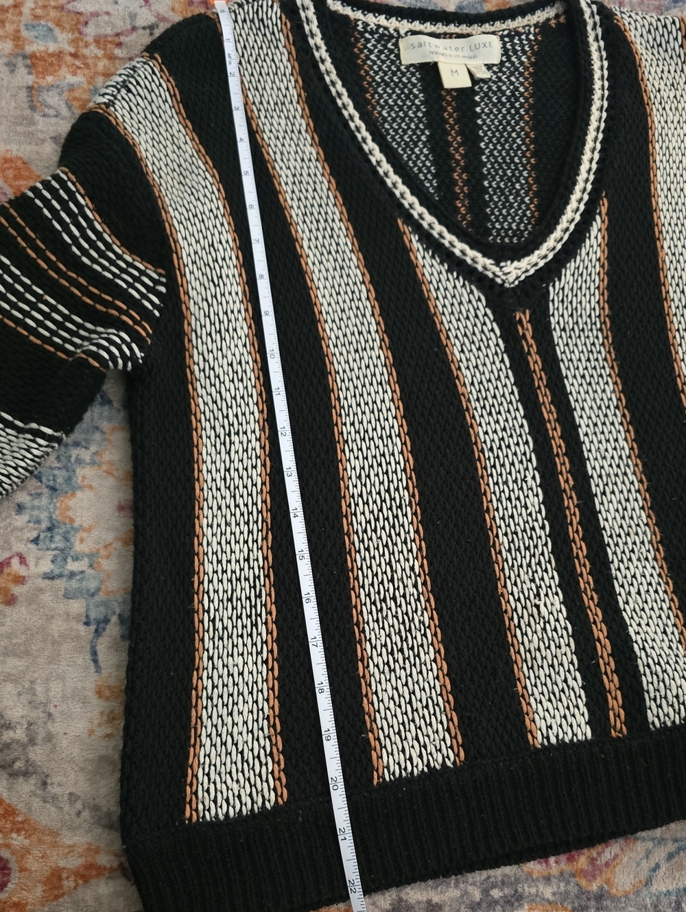 saltwater LUXE Black, Cream & Brown Striped Knit Top - Picture 4 of 5